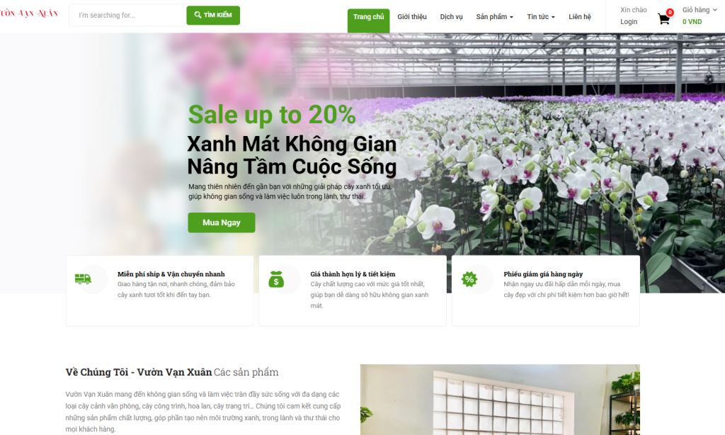 Thiết Kế Web – Của Hàng Bán Hoa Tươi – Vườn Vạn Xuân